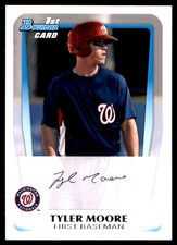 Tyler Moore 2011 Bowman #BP5 Nationals MLB READ FREE SHIPPING AutographDen
