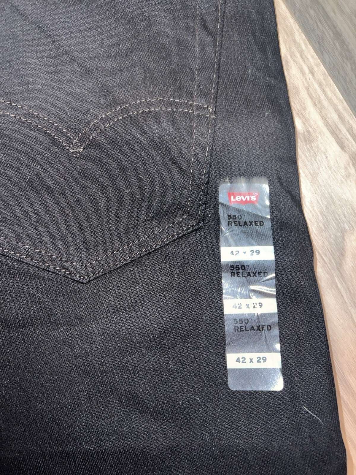 Levis 550 Jeans Mens 38x32 Black Relaxed Fit Denim Pants New Tags thumbnail 3