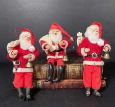 Lot Vintage Clay Face SANTA CLAUS Hanging Christmas Ornaments Posable Japan READ