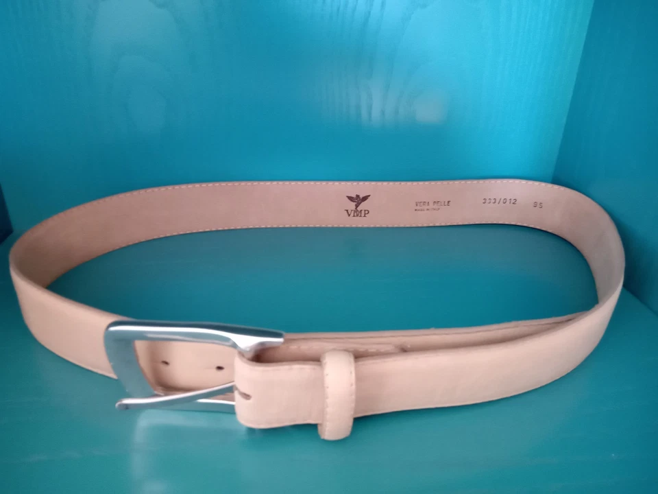 Ledergürtel beige  VERA PELLE  95  B4cm mit Schnalle gebraucht - Bild 2 von 4
