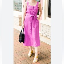 EVERLANE The Japanese GoWeave Picnic Dress Midi Square Neck Button Front Size 00