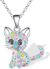 Kitty Cat Pendant Necklace Jewelry for Women Girls Cat Lover A.Multicolor