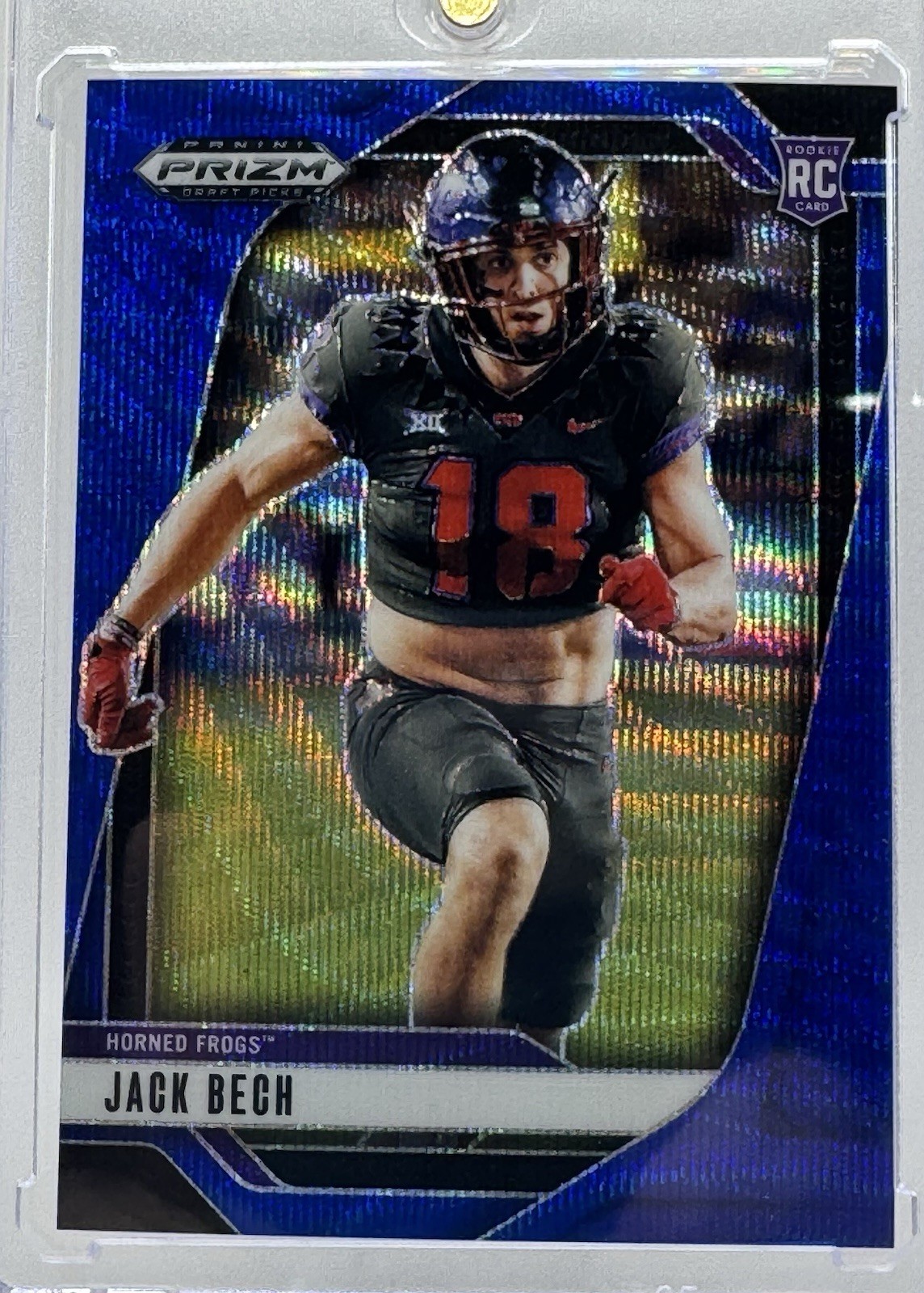 2025 Panini Prizm Draft Picks Jack Bech RC Blue Wave /299 TCU Raiders