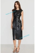 Womens Black Leather Overall Dress Casual Party Clubwear Stylish Slim Fit Outfit