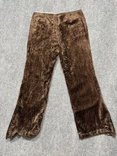 Vintage 70s Brown Velvet Flare Bell Bottom Pants Women  s Size 28 Retro Disco