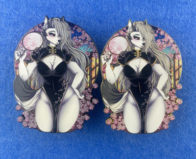 Helluva Boss Loona Furry Dress Fanmade Enamel Pin Gold Black Nickel