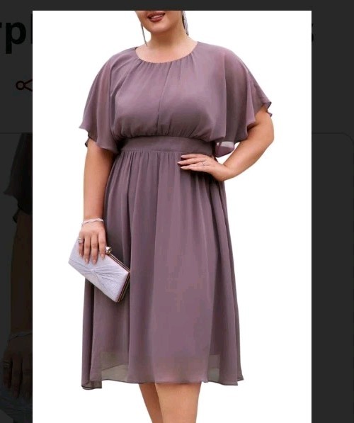 chiffon dress size 18 Hannah Nikole Women's Plus Size Dress Size 18 Empire Waist Chiffon Purple  Gray