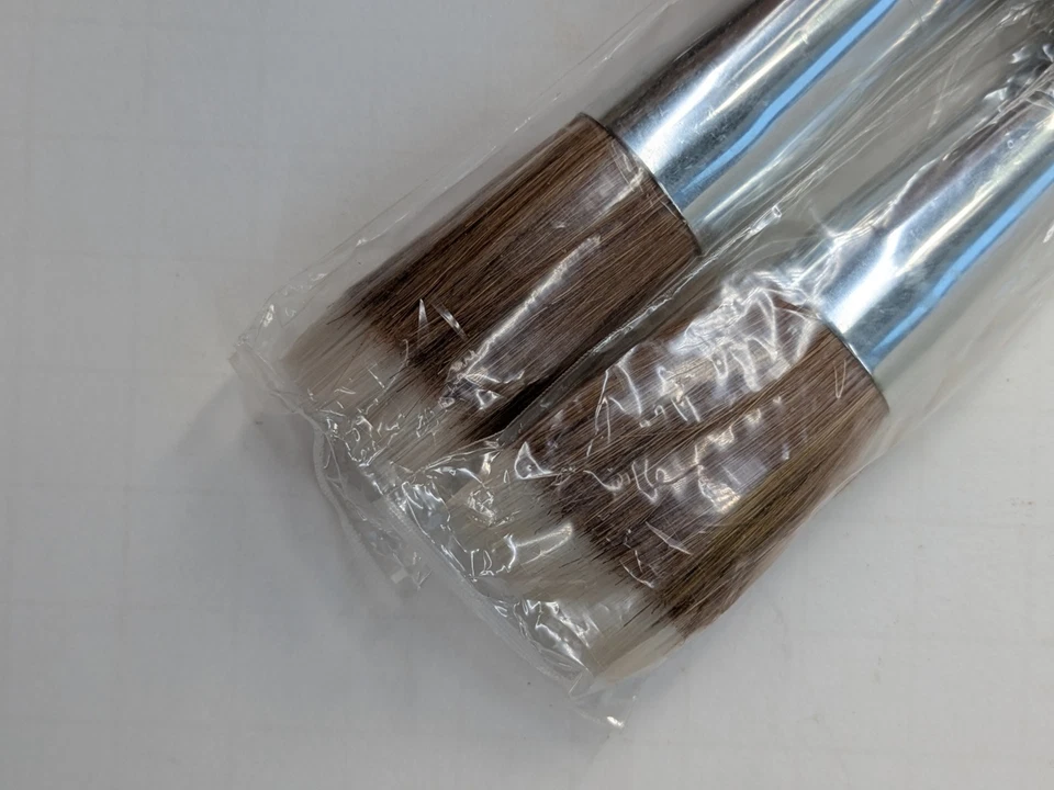 JUEGO SELLADO LOTE 2💋bareMinerals Escentuals Pluma Luz Cepillo Cara Mango Negro Foto 4 de 4