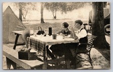 Postcard Picnic Scene Dinner with K.Y.W. by Alfred Stanley Johnson Jr. Waupun WI