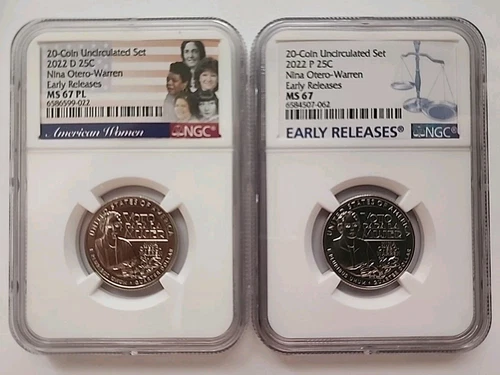 2022 P&D MS67/MS67PL Nina Otero Warren NGC American Women Quarter Early Releases
