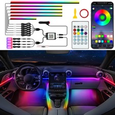 Acrylic LED Car Ambient Lighting Kit - Music Sync, 10 in 1, Rainbow Colors