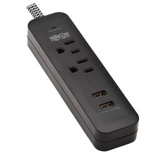 Tripp Lite Surge Protector Power Strip 2-Outlet W 2 Usb Ports 2.1A 6Ft Cord