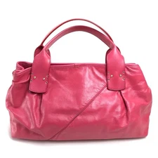 MARC JACOBS Logo Quilted Hand Bag Tote Bag Leather Pink Auth