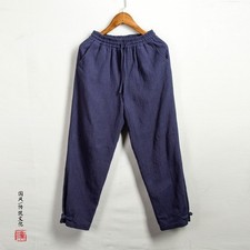 Retro Cotton Linen Mens Long Chinese Style Pencil Pants Trousers Casual Loose Sz