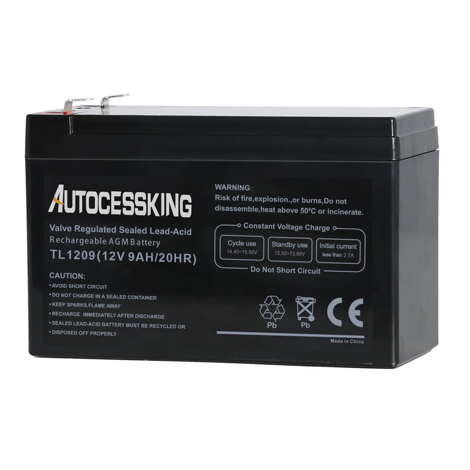 2 Packs 12V 9AH Rechargeable Sealed Lead Acid AGM SLA Battery with F2 Terminal
