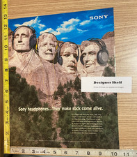 Sony Headphones Mount Rushmore Make Rock Come Alive 1996  Print Advertisement