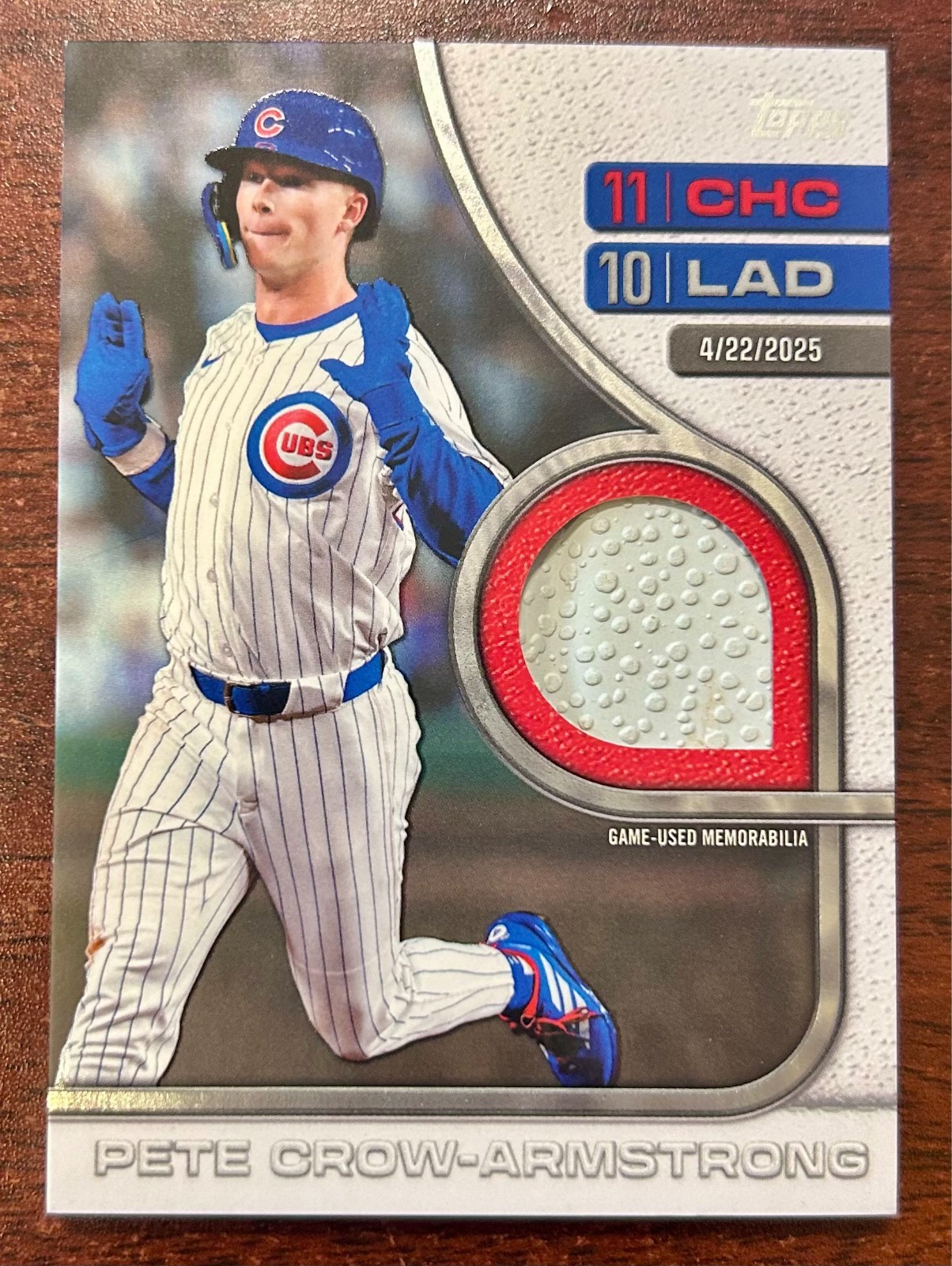 2026 Topps Pete Crow-Armstrong Game-Used Base Relic #RTB-PC Cubs Near Mint