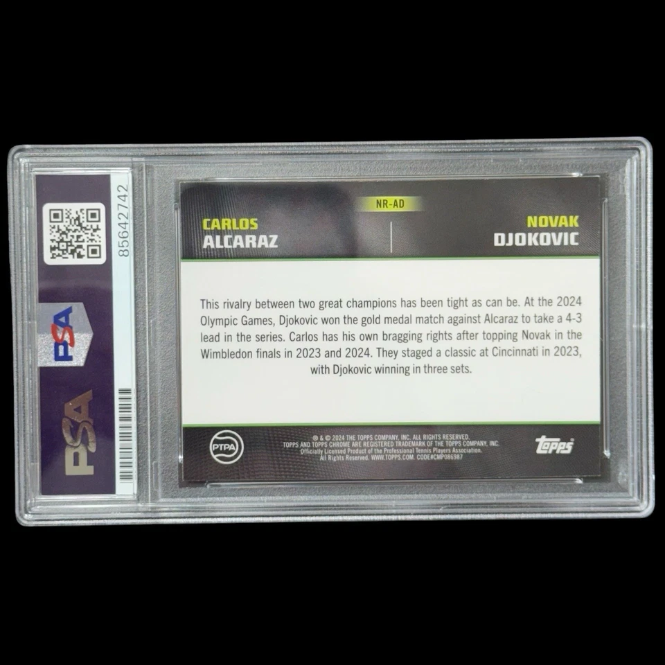 Novak Djokovic 2024 Topps Grafito Novak Djokovic Auto PSA Auténtico Alcaraz Foto 2 de 2