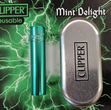Clipper Briquet Métal Taille Standard Mint Delight Avec Étui Chrome