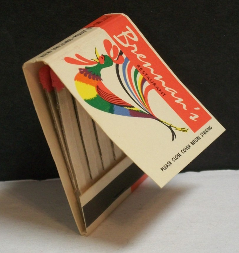 New Orleans LA Brennan's Restaurant Matchbook Full Unstruck Front Strike Vintage