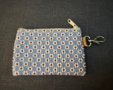 Floral Cotton Zip/Lined Coin Purse with Clasp "Blue Ditsy" - NEW