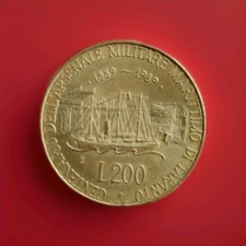 RARA MONETA DA 200 LIRE , 100th Anniversario Navale Base Mitare Di Taranto