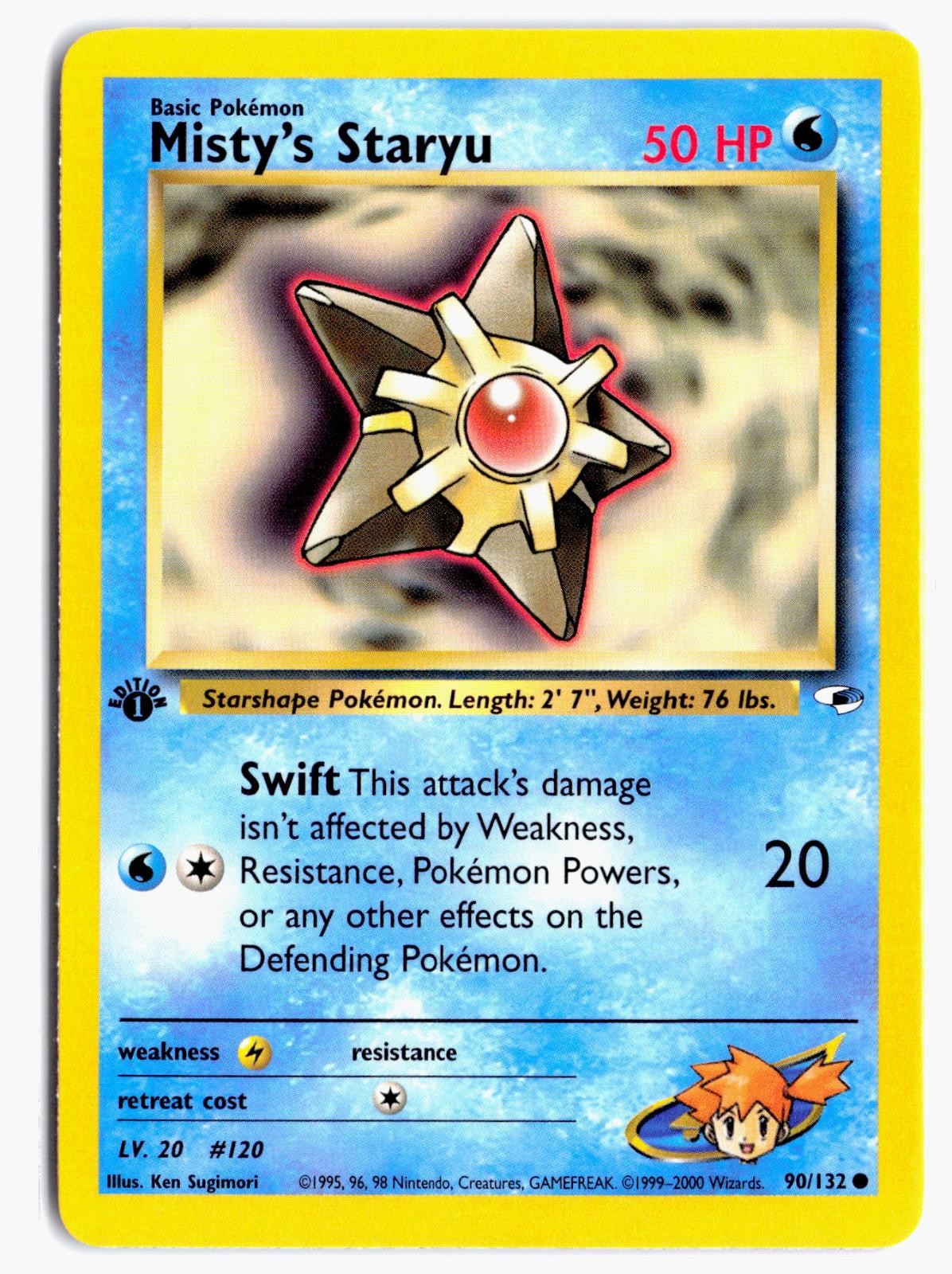 Misty's Staryu 90/132 Common Gym Heroes Pokemon 1st Edition NM