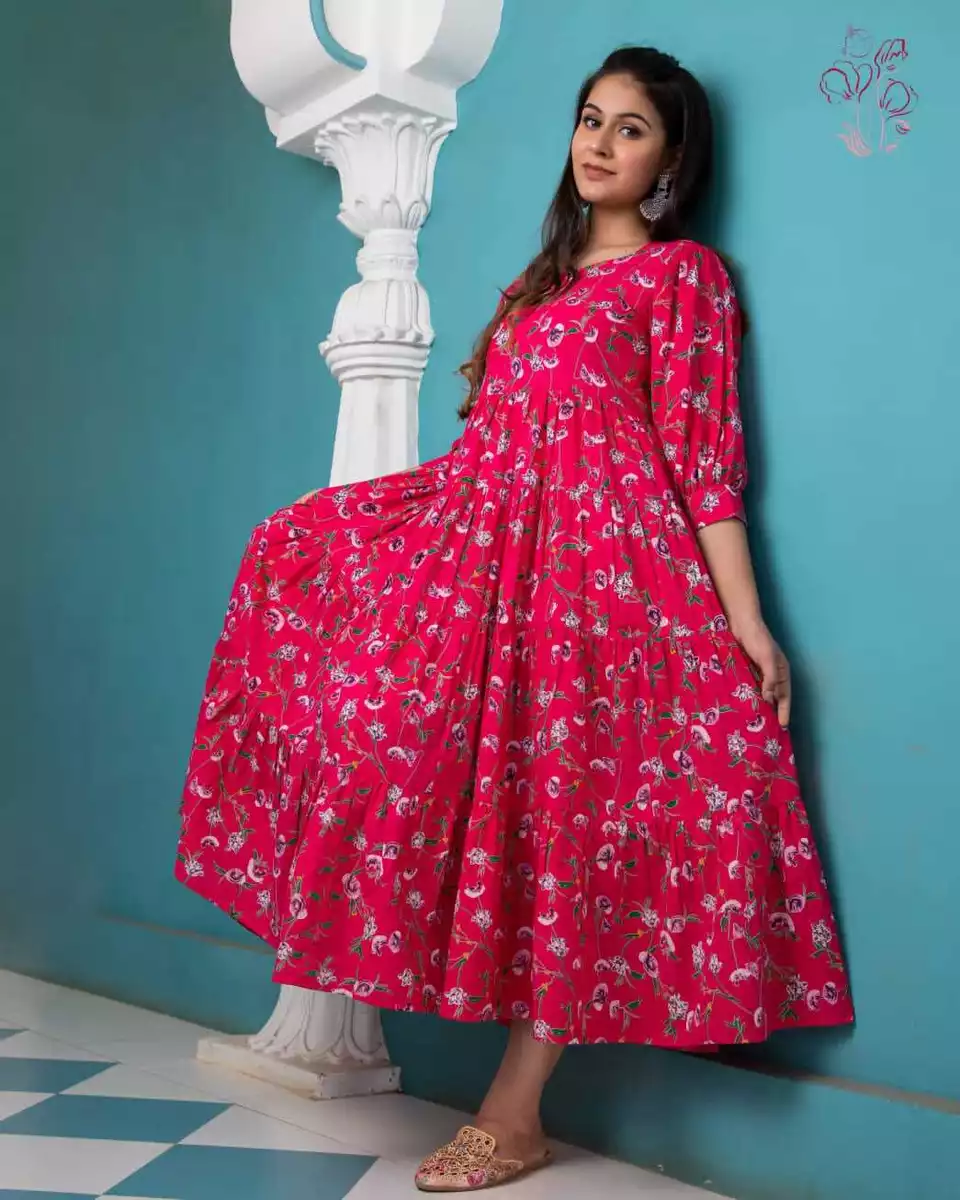 HIRWA SAINA BACK NECK PATTERN STYLE LONG GOWN KURTIS PLUS SIZE WITH 50 PLUS  LENGTH - textiledeal.in