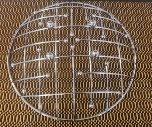 Ciotola/piatto/cestino decorativo metà secolo filo acciaio modello Eames Dots 11,25"x3"! - Foto 3 di 3