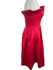 Antonio Melani Dress Women 2 XS Red  Pleated Off Shoulder  Lipstick Red Ruffle