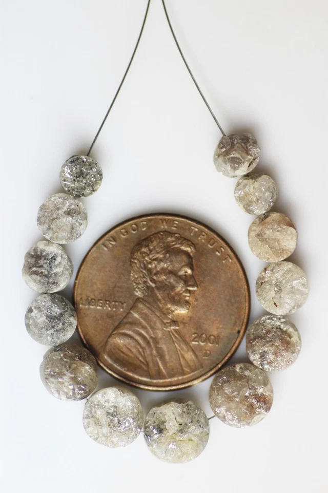 13 Pcs. 7.0 to 4.5 MM natural loose round (button) Shape rough diamond beads - Image 3 of 4