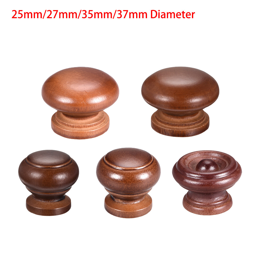 25mm-37mm Dia Wooden Round Knob Handle Cabinet Cupboard Dresser Drawer Door Pull