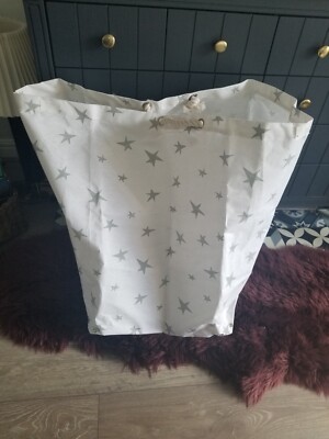 Neu weiß grau Stern Canvas Spielzeug Wäsche Aufbewahrung Korb XL Ekstra groß