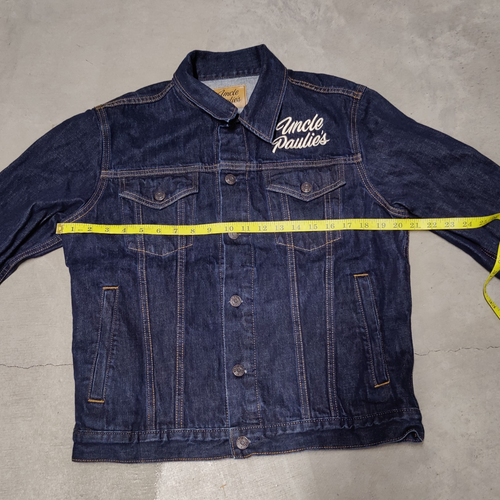 Chaqueta de mezclilla Uncle Paulies x GAP bordada para hombre talla mediana LA restaurante tienda - Imagen 7 de 11