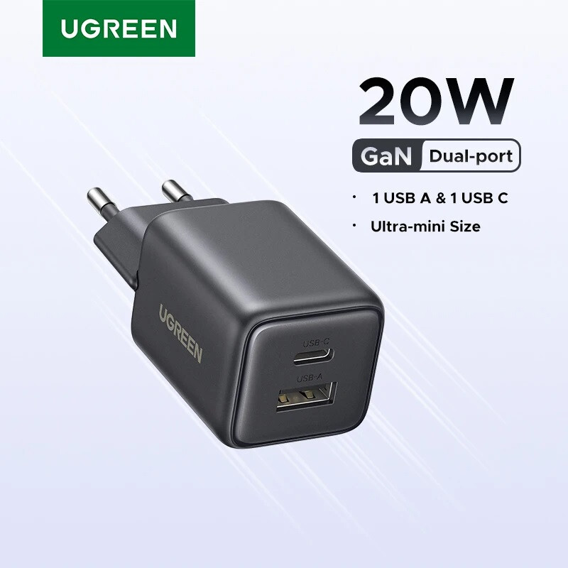 UGREEN 20W GaN Mini Charger USB Type C PD QC Fast Charger For
