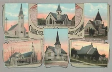 Postcard North Dakota ND Jamestown Churches Multi-View Unused Bloom Brothers