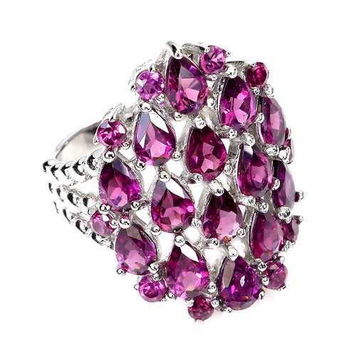 925 Sterling Silver Ring Pear Rhodolite 6x4mm Gemstone Jewelry Size 9 - Picture 3 of 13