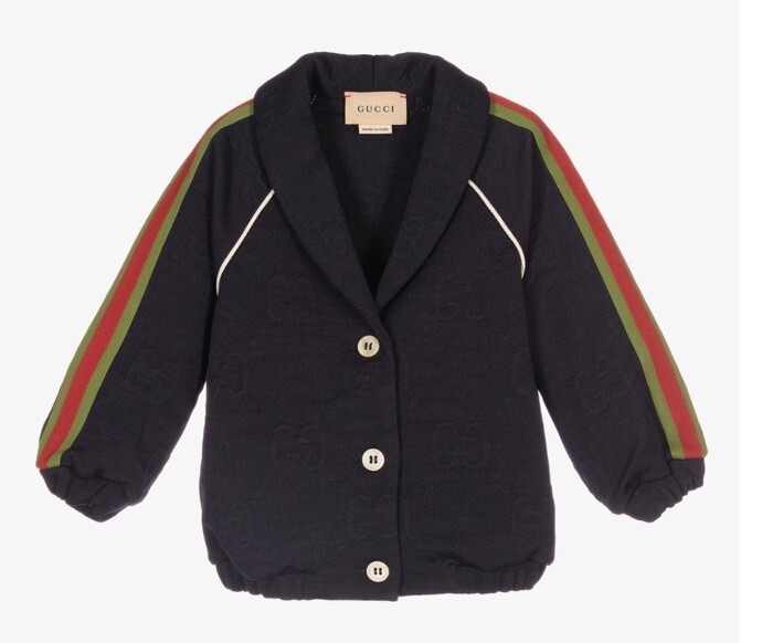 Gucci Baby Cardigan Sz 36 Months Navy Blue NWT Logo Jacket