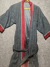 Vintage Michael Paige Men's Bath Robe USA Made Chest Sz 36-46 Gray Maroon Velour