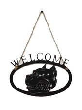 Wrought Iron Pit Bull Welcome Warning Hanging Plaque Custom Beware of Dog NEW