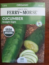Organic Cucumber Straight Eight Seeds- 1.3 G