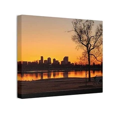 Canvas Stretched, Denver Cityscape Canvas Art- Sunrise Over Sloan's Lake