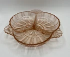 Vintage Pink Depression Glass Divided Candy Dish Nut Bowl Trinket Tray