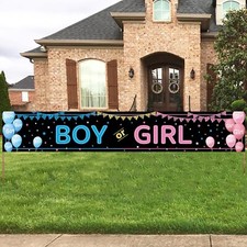 Baby Gender Reveal Banner 118.2"x19.7" Boy or Girl Party Decorations