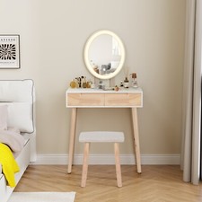 Puluomis Toletta con specchio luminoso e sgabello Postazione Trucco con cassetti