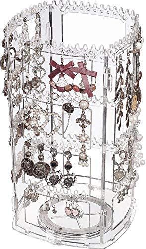 360 Degree Rotating Earring Holder Clear 4 Tier Jewelry Rack Display Stand - Picture 1 of 8