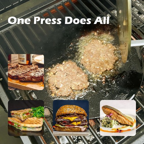 Stainless Steel Grill Press, Heavy-Duty Smash Burger Press with Wooden Handle... - Picture 4 of 8