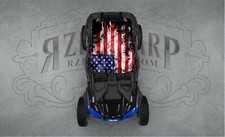 2 Seat Universal Roof Fits Polaris Rzr Can-am Smoke American Flag Wrap Decal