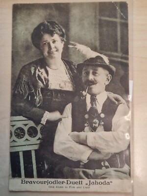 Postcard bravura yodel duet Jahoda singer advertisement not used