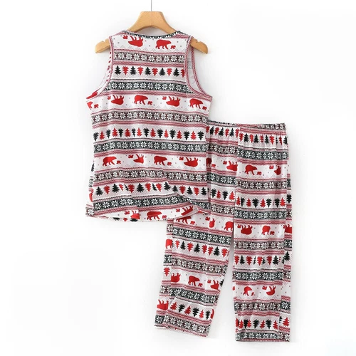 Womens Capri Set Sleepwear Soft Pajamas Sleep Nightshirts Print Cotton Nightwear - Bild 17 von 27